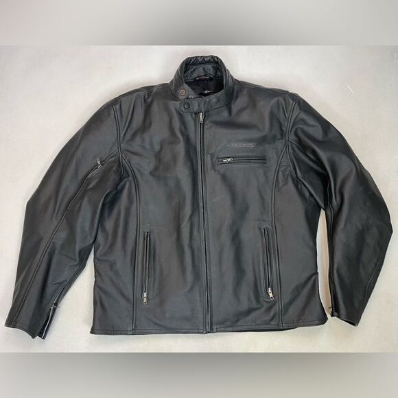Fieldsheer Deuce Motorcycle Leather Jacket Men Size 48 Black - Picture 1 of 11